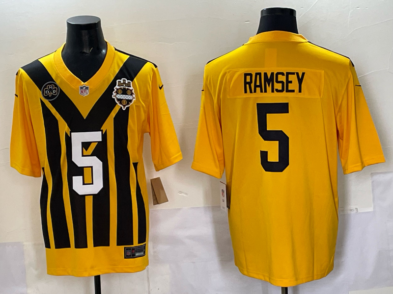 Men Pittsburgh Steelers #5 Ramsey Yellow Retro 2025 Nike Limited NFL Jersey style 012